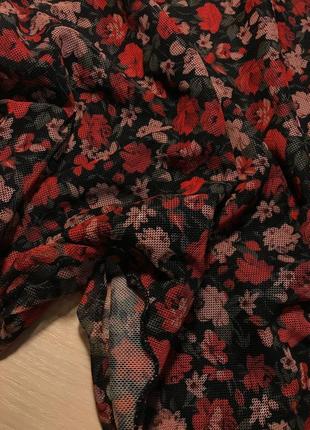 Мини юбка сеточка кshein wywh lettuce trim ditsy floral print skirt - m8 фото