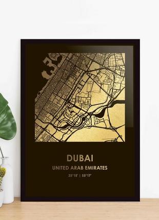 Постер "дубай / dubai" фольгированный а3, gold-black, gold-black, англійська