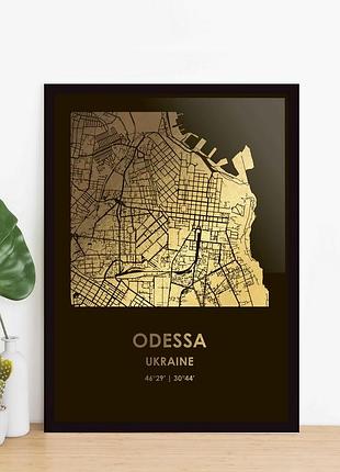 Постер "одесса / odessa" фольгований а3, gold-black, gold-black, англійська