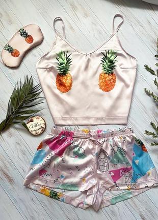 Шелковая пижама с принтом "pineapple"