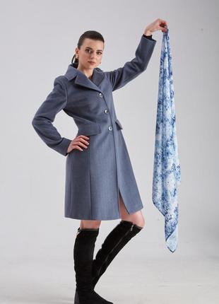 Пальто женское серое елочка, размер 405 фото