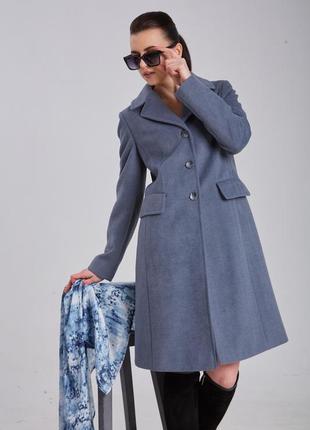 Пальто женское серое елочка, размер 402 фото