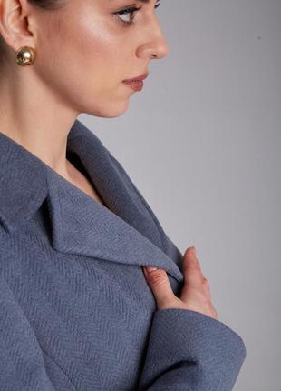 Пальто женское серое елочка, размер 404 фото