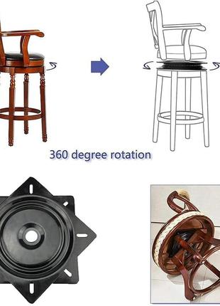 Універсальний поворотний стіл для меблів поворотне кріплення чорний5 фото