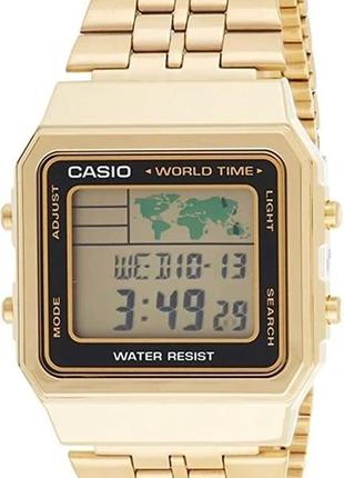 Мужские часы casio a-500wga-1df, золотой цвет