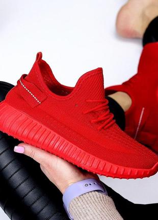 Жіночі червоні кросівки сітка спортивні текстильні літні легкі текстильні 386 фото