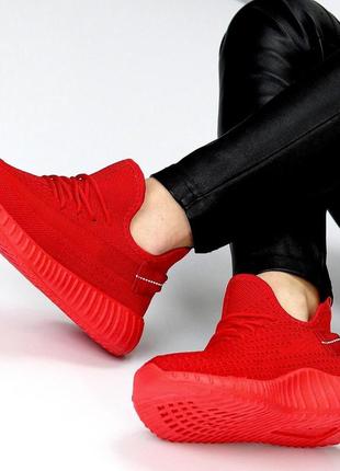Красные кроссовки женские летние для бега спортзала текстильные 381 фото