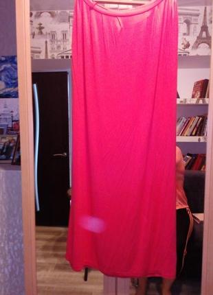 Яскрава кораловая спідниця в підлогу