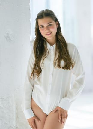Боди рубашка школьная белая на девочку подростка рост 134-176