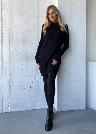 Чорний кашеміровий светр-туніка3 фото