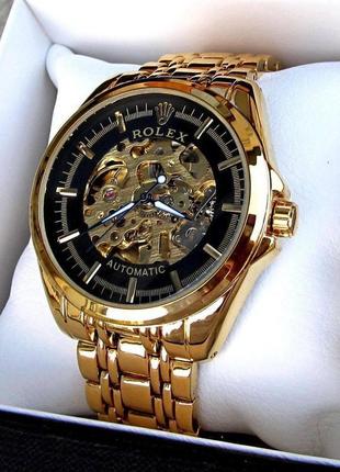 Мужские золотые механические наручные часы rolex / ролекс2 фото