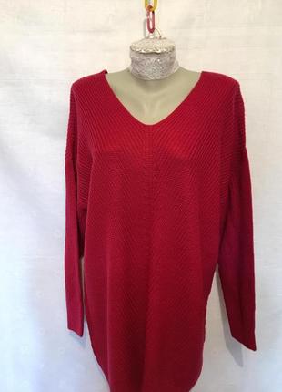 Женский красный джемпер світер пуловер /  жіночий червоний великий світер6 фото