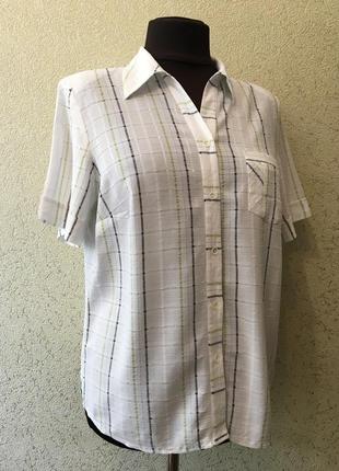 Белоснежная идеальная женская батальная рубашка/блуза/блузка с коротким рукавом батал1 фото
