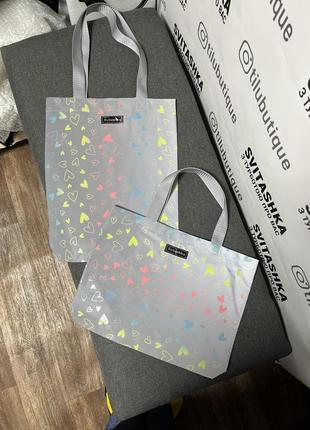 Светоотражающая сумка шоппер сердце