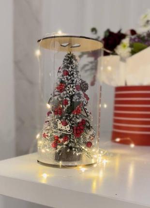 Искусственная елка 25 см "заснеженная", декоративная маленькая настольная елка для новогодней композиции1 фото