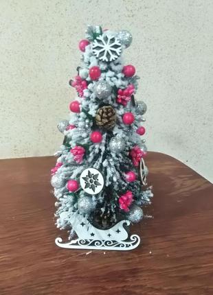 Искусственная елка 25 см "заснеженная", декоративная маленькая настольная елка для новогодней композиции6 фото