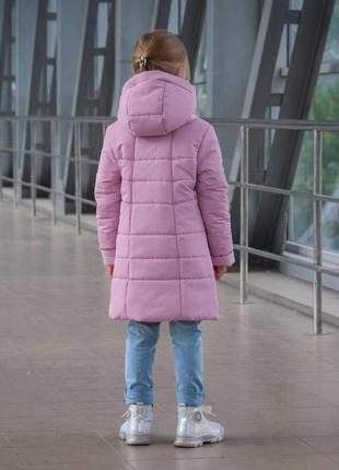 Детская демисезонная куртка на девочку, модная удлиненная весенняя деми курточка весна осень для детей - пудра2 фото