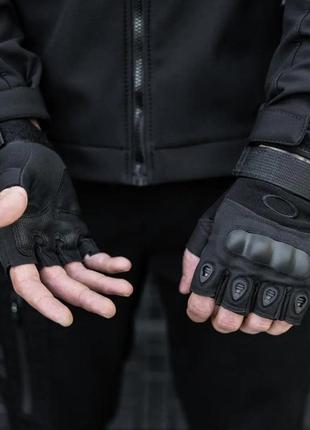 Тактичні рукавички безпалі oakley black3 фото