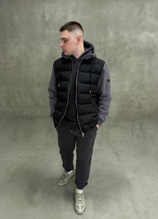 Куртка з трикотажними рукавами та капюшоном infinity чорний/графіт