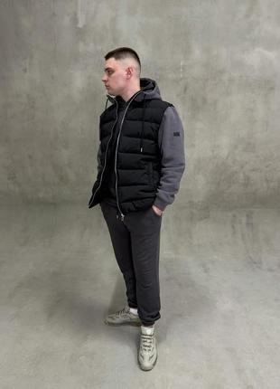 Куртка з трикотажними рукавами та капюшоном infinity чорний/графіт