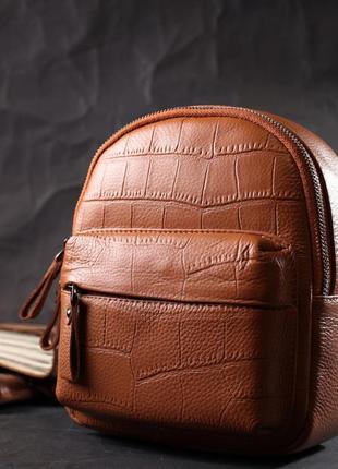 Небольшой стильный рюкзак из натуральной кожи vintage 22433 коричневый6 фото