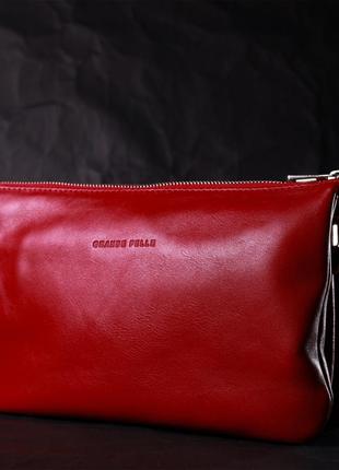Яркий женский клатч из натуральной кожи grande pelle 11670 красный8 фото