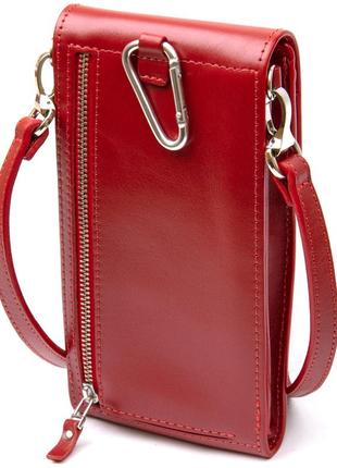 Женская кожаная сумка-кошелек grande pelle 11441 красный2 фото