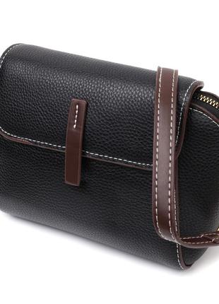 Женская компактная сумка из натуральной кожи vintage 22265 черная