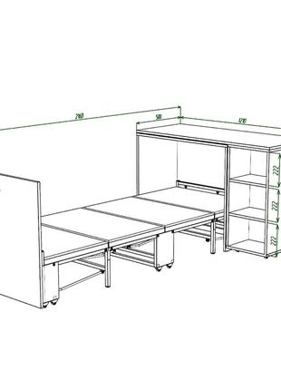 Ліжко-трансформер письмовий стіл тумба комод sirim-c2 дуб сонома меблі смарт 4 в 1 розкладна компактна6 фото