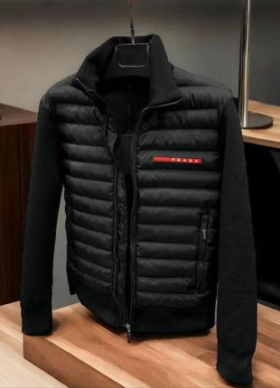 Мужская куртка демисезонная в стиле prada прада черная стеганая весенняя курточка брендовая люкс s-xxl