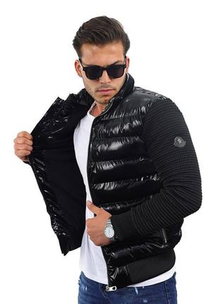 Куртка мужская демисезонная брендовая moncler черная стеганая монклер весенняя курточка