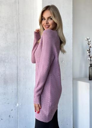Темно-розовый кашемировый свитер-туникам