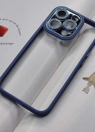 Матовий чохол на iphone 14 pro. синій колір з захистом камери