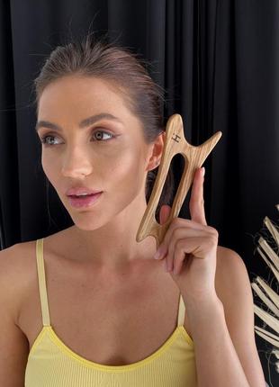 Шкребок-масажер гуаша для обличчя та тіла дерев’яний лань hillary wooden gouache massager for face and body9 фото