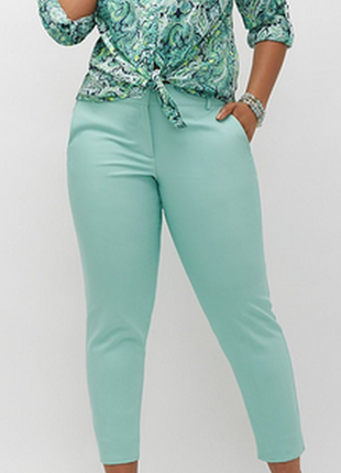 Летние брюки мятного цвета натуральная ткань штаны на лето женские