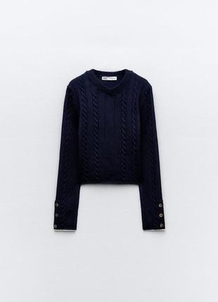 Облегающий синий свитер zara new3 фото