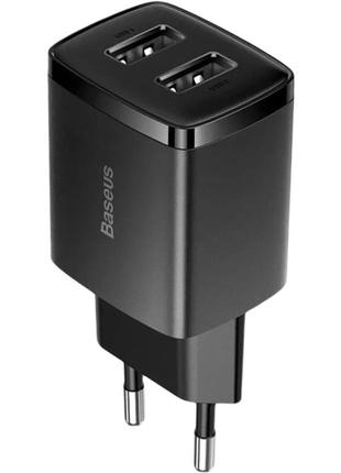 Мережевий зарядний пристрій baseus compact charger 2u 10.5w eu black