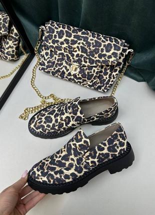 Женские леопардовые лоферы из натуральной кожи новая коллекция 2024