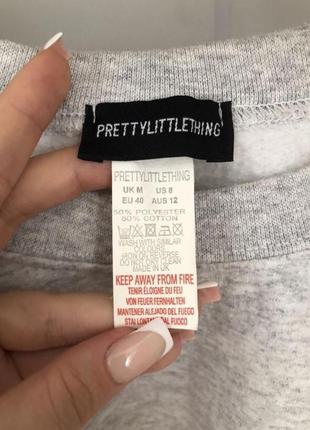 Базовий світшот s/m plt prettylittlething plt укорочений короткий жіночий кроп-топ худі лонгслів сірий водолазка3 фото