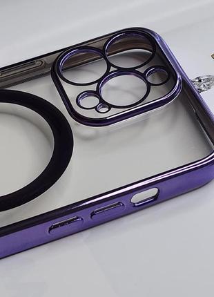 Фиолетовый чехол на iphone 13 pro. глянцевый, защита камеры5 фото