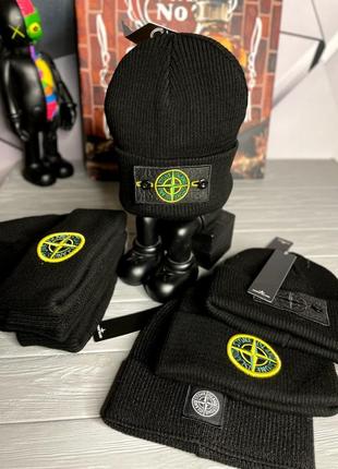 Шапка мужская stone island черная, мужская стильная шапка стон айленд5 фото