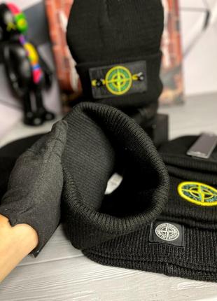 Шапка чоловіча stone island чорна, чоловіча стильна шапка стон айленд4 фото