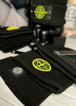 Шапка мужская stone island черная, мужская стильная шапка стон айленд8 фото