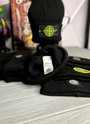 Шапка чоловіча stone island чорна, чоловіча стильна шапка стон айленд10 фото