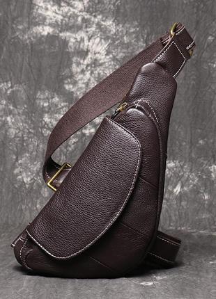 Мужская нагрудная сумка кожаная мужские сумки слинг через плечо, нагрудные сумки9 фото