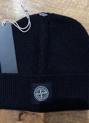 Мужская шапка stone island черная, стильная брендовая шапка стон айленд4 фото