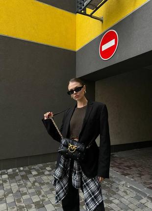 Жіноча сумка брендова pinko, жіноча сумочка пінко, пінко сумка чорного кольору, натуральна шкіра3 фото