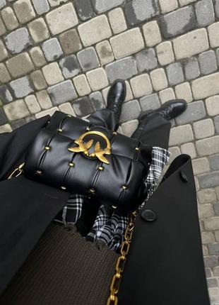 Жіноча сумка брендова pinko, жіноча сумочка пінко, пінко сумка чорного кольору, натуральна шкіра5 фото