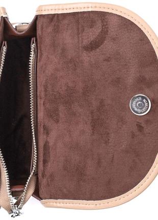 Кожаная женская сумка с полукруглым клапаном vintage 22257 бежевая5 фото