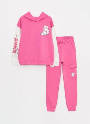 Гламурный тёплый костюм с начёсом худи и джоггеры lc waikiki.